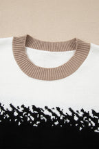 Black Stylish Color Block Pattern Drop Shoulder Sweater