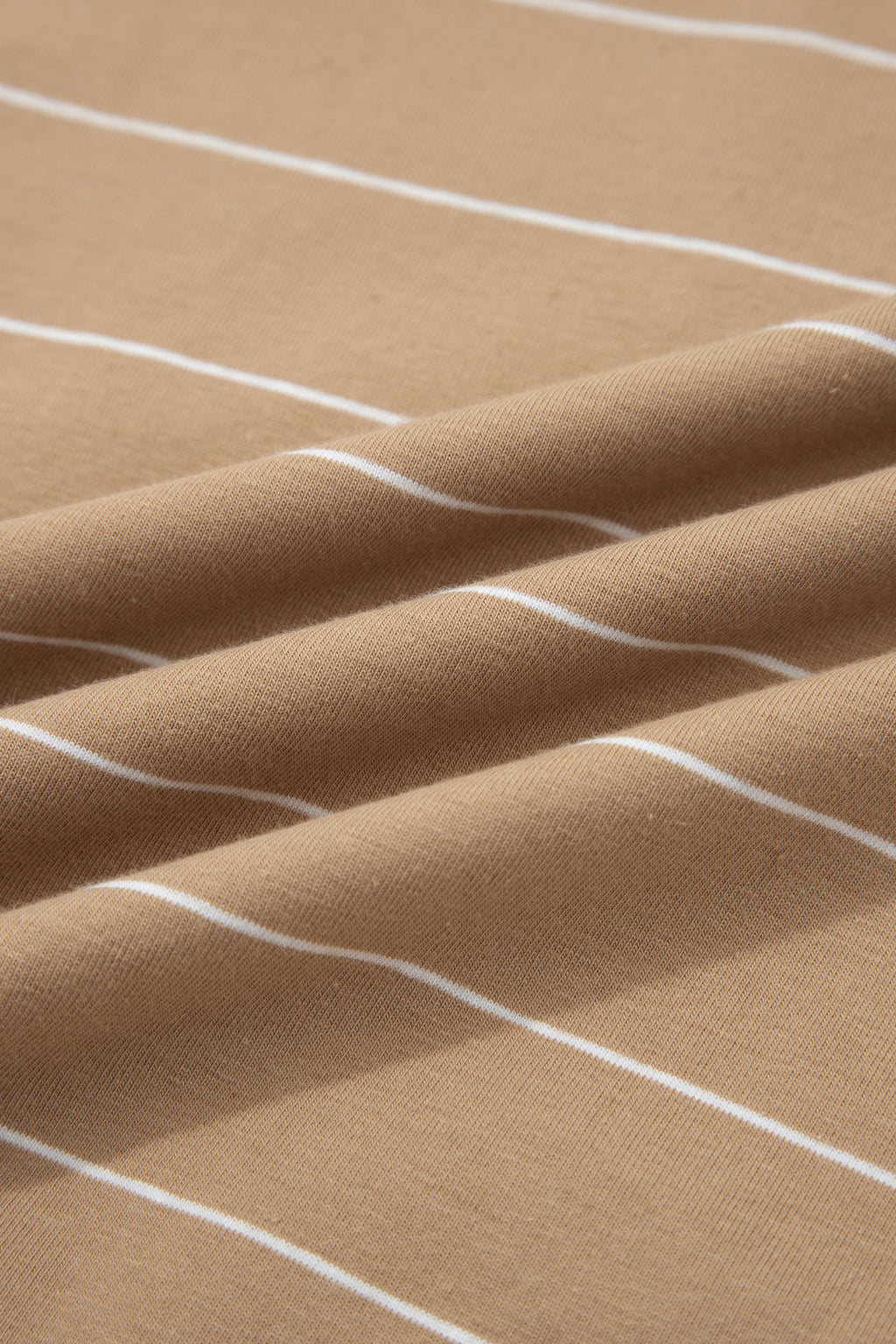 Khaki Stripe Casual Short Sleeve Side Slit Maxi T Shirt Dress