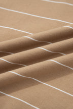 Khaki Stripe Casual Short Sleeve Side Slit Maxi T Shirt Dress