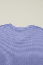 Wisteria Waffle V Neck Short Sleeve Knit Top