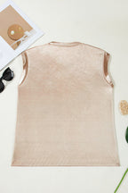 Gold Round Neck Metallic Tank Top