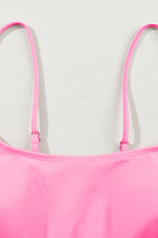 Striped Patchwork Spaghetti Strap High Waist Bikini Swimsuit