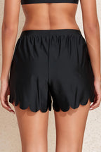 Black Scalloped Trim Beach Shorts