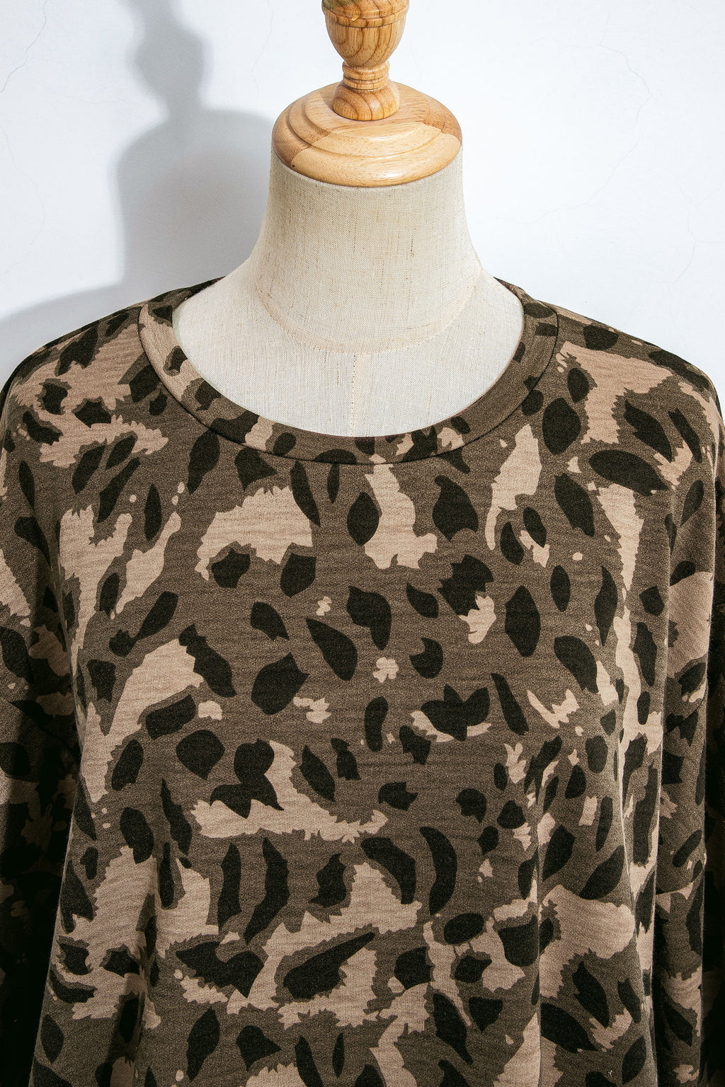 Leopard Print Raw Seam Patchwork Pullover Drawstring Loose Pant Set