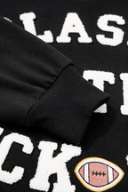 CLASSY UNTIL KICKOFF Plush Letter Patched Loose Sweatshirt