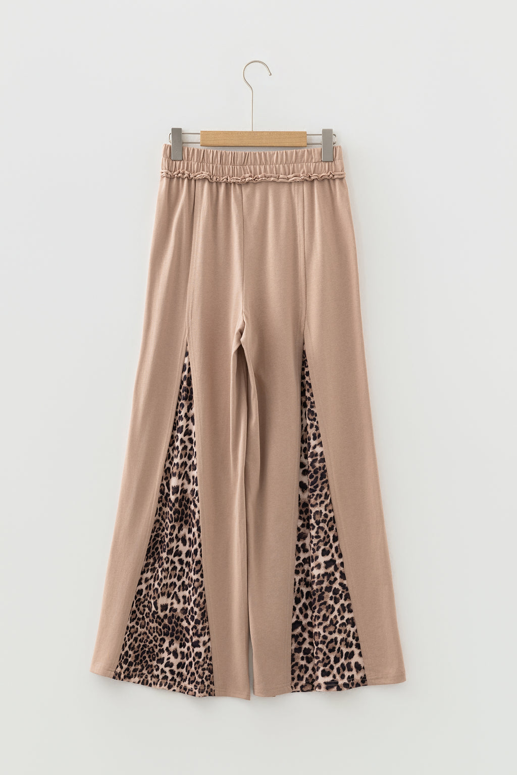 Straw Yellow Mineral Wash Leopard Patchwork Wide Leg Pants