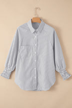 White Floral Lace Hollow-out Splicing Crinkled Shirt