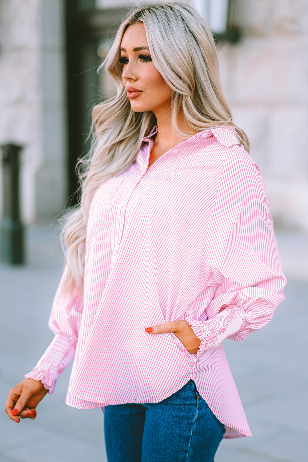 White Floral Lace Hollow-out Splicing Crinkled Shirt