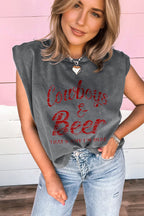 Sleet Cowboy & Beer Western Graphic Mineral Wash Tank Top