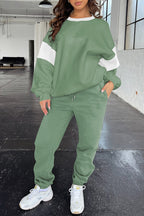 Black Drop Shoulder Loose Sweatshirt and Joggers Active Set