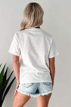 White Bow Cherry AMERICA Graphic Crewneck Patriotic T Shirt