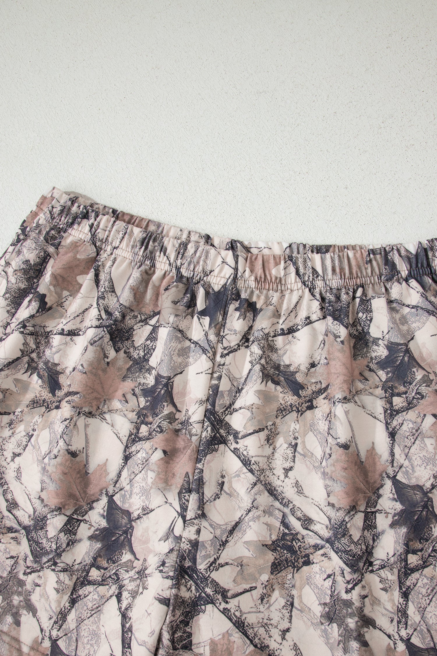 Khaki Woodland Camo Print Long Sleeve Top Casual Short Set