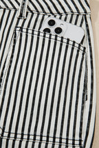 Black Stripe Patch Pocket High Waist Shift Denim Jeans