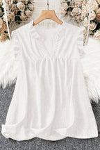 Plus Size Swiss Dot Ruffle Lace Trim V Neck Tank Top