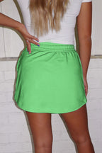 French Terry Drawstring Elastic Waistband Mini Skort with Pockets