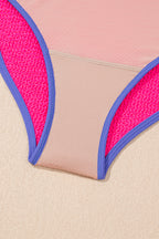 Textured Color Block Patchwork One Piece Swimsuit