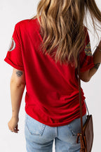 Red Christmas Ornament Bulbs Sequin Graphic Tee