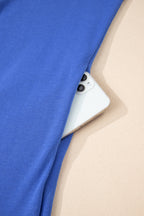 Sky Blue Varsity Contrast Banded Sleeve Shift Sweatshirt Dress
