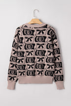 Light Blue Bows & Horseshoes Pattern Western Fashion Print Sweater