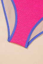 Textured Color Block Patchwork One Piece Swimsuit