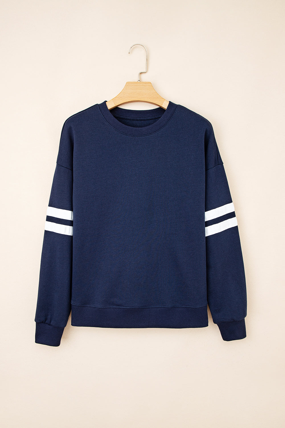 Tillandsia Purple Varsity Striped Detail Drop Shoulder Oversized Sweatshirt