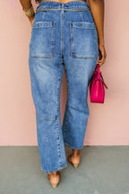 Dusk Blue High Waist Straight Leg Ankle Jeans