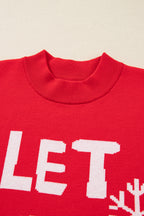 Red Dahlia LET IT SNOW Graphic Christmas Holiday Loose Sweater