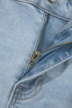 Beau Blue Mid Rise Ankle-Length Distressed Skinny Jeans