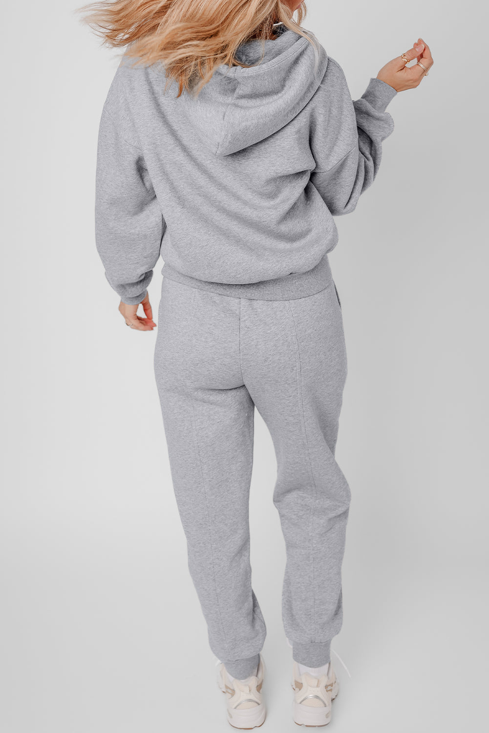 Solid Exposed Seams Hoodie and Joggers Activewear Set