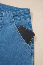 Retro Washed Patch Pocket Loose Jeans