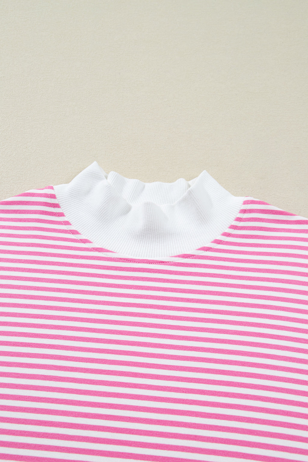 Pink Stripe Oversize Mock Neck Sweatshirt and Shorts Set