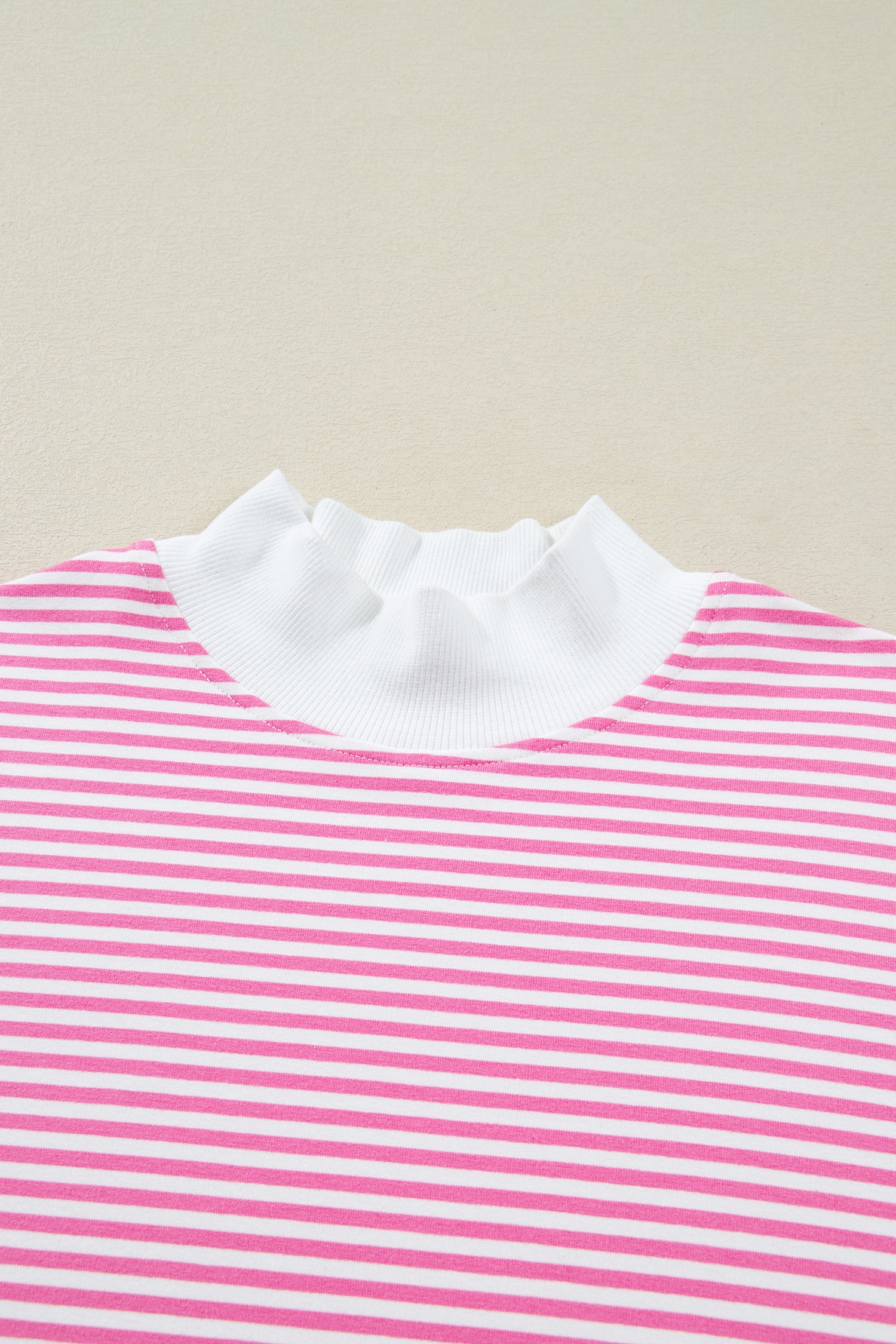 Pink Stripe Oversize Mock Neck Sweatshirt and Shorts Set