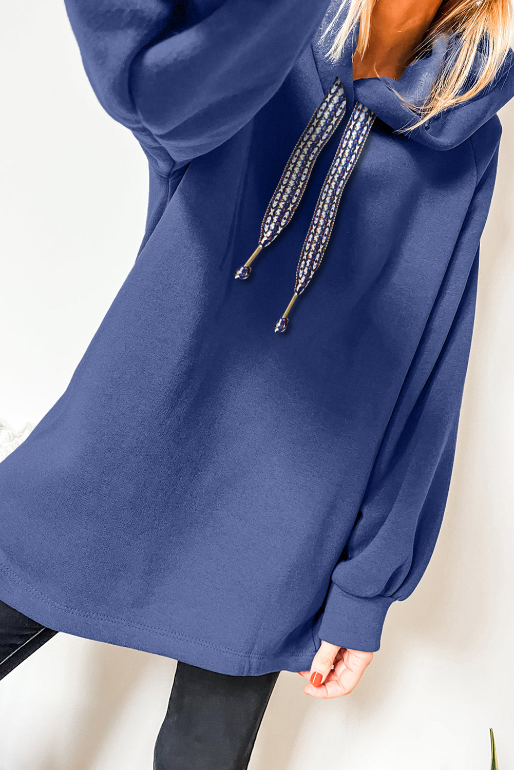 Fleece Lined Adjustable Drawstring Oversize Tunic Hoodie