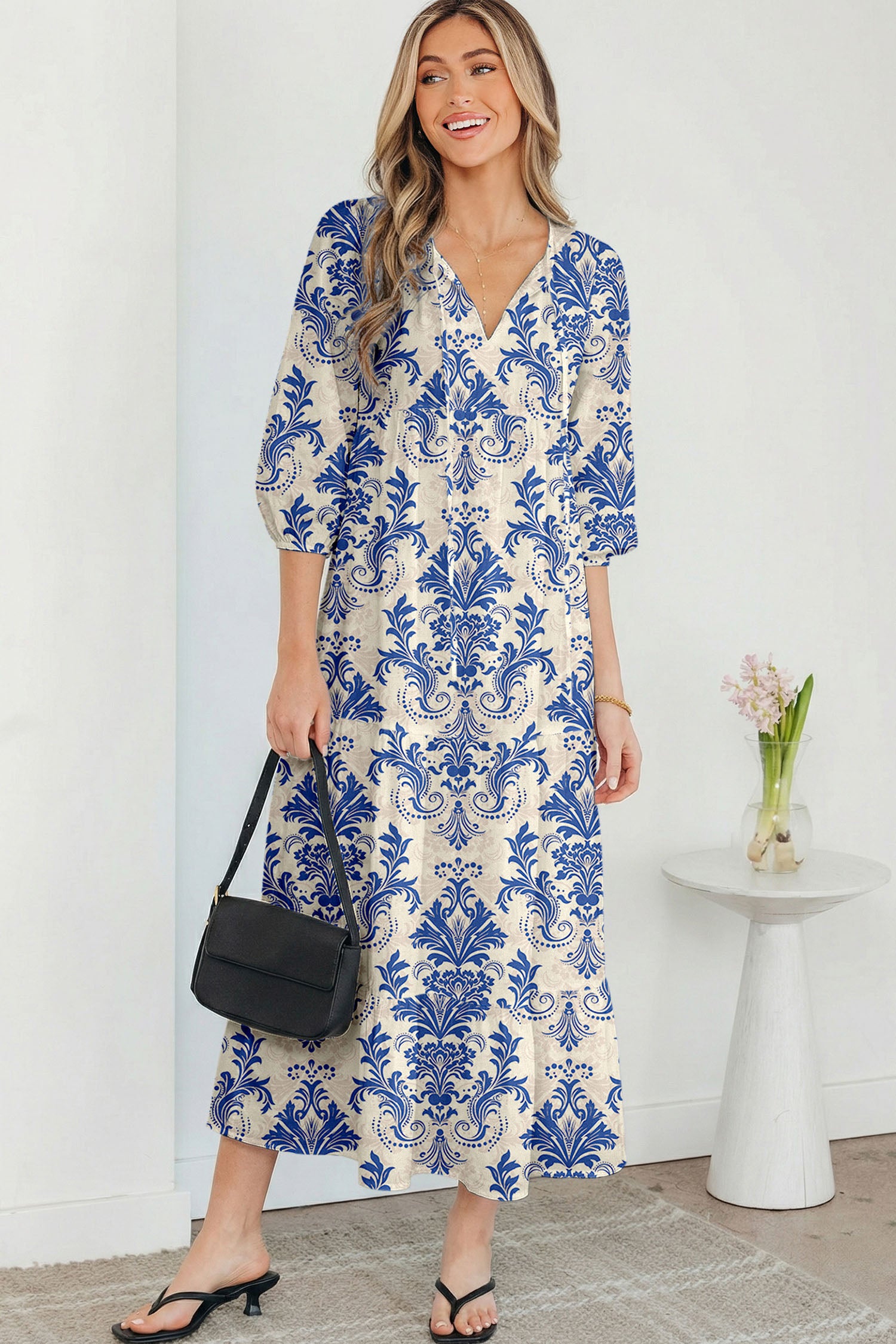 Boho Printed Half Sleeve Maxi Dress