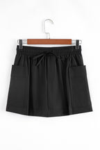 Black Cargo Pocket Elastic Waistband Active Casual Skort
