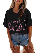 Light Blue MAMA Letter Graphic Neon T Shirt
