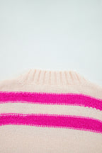 Rose Red I KNOW WAHT I WAT Sequin Letter Graphic Colorblock Loose Sweater