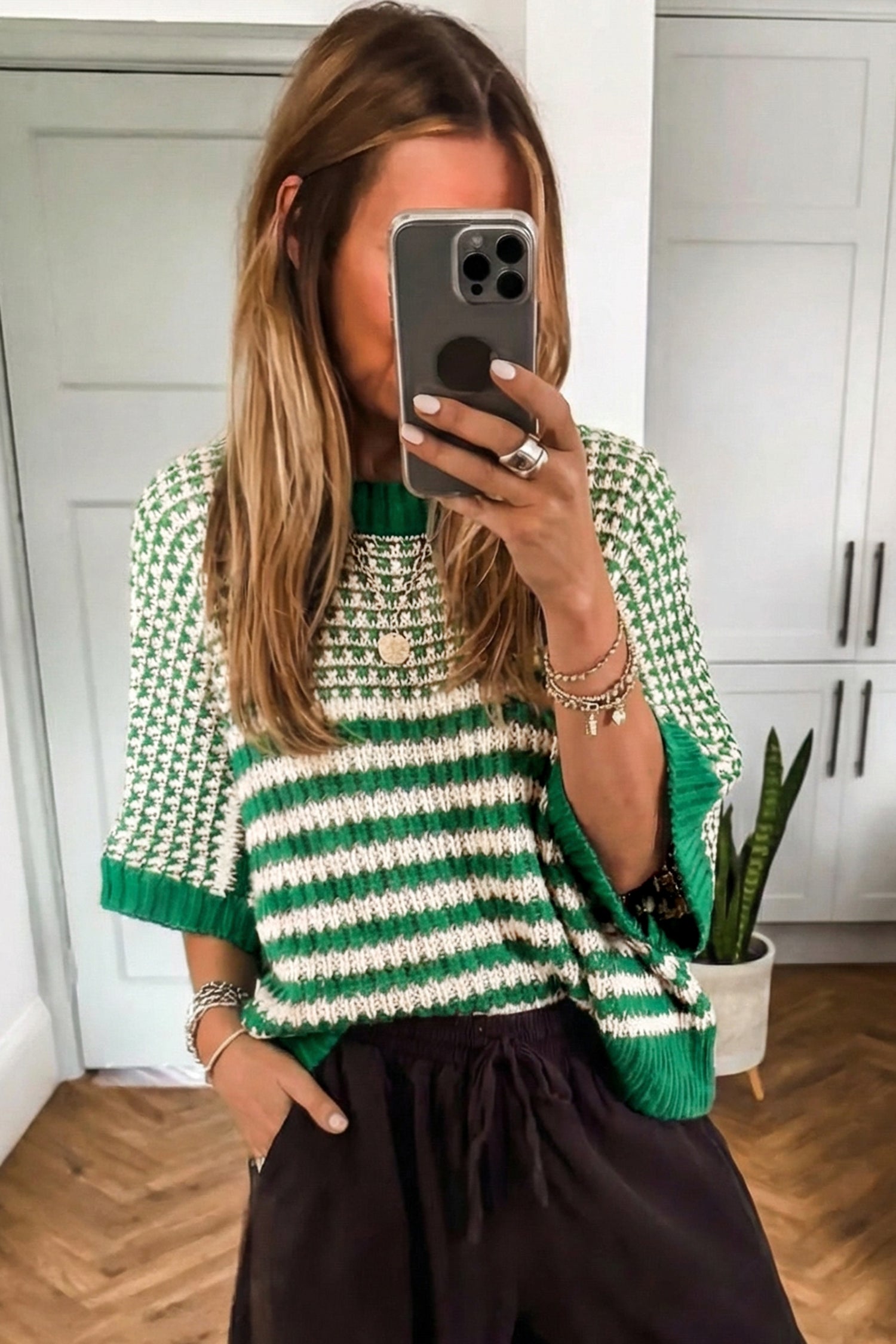 3/4 Draped Sleeve Slouchy Sweater