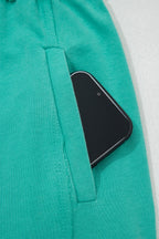 Sea Green Mineral Wash Drawstring Elastic Waist Raw Hem Loose Pants