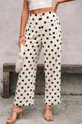 Polka Dot Print Patched Pocket Loose Pants