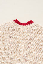 Apricot Bow Pattern Textured Open Front Baggy Cardigan