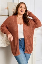 Redwood Burl Mixed Pattern Knitted Open Front Plus Cardigan