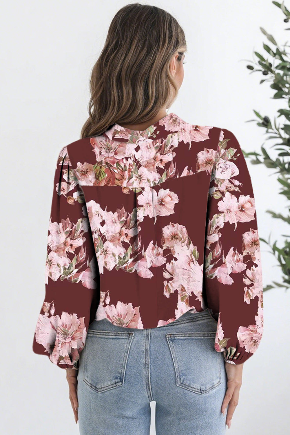 Floral Puff Sleeve Lightweight Shirt