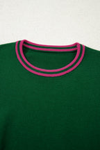 Blackish Green Floral Patchwork Shirred Cuff Puff Sleeve Sweater