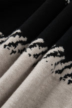 Black Stylish Color Block Pattern Drop Shoulder Sweater