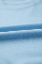 Mist Blue Solid Color Loose Tee Drawstring Wide Leg Pants 2pcs Outfit