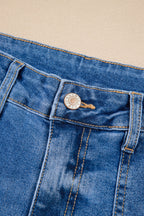 Sky Blue Cropped High Rise Wide Leg Jeans