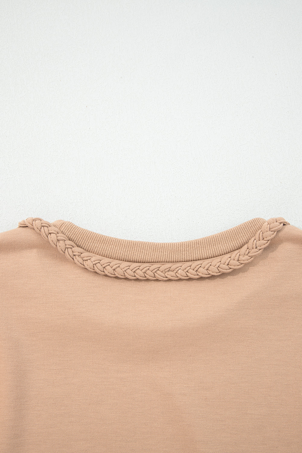 Light French Beige Braided Trim Puff Sleeve Dress