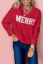 MERRY Letter Pattern Christmas Raglan Sleeve Sweater