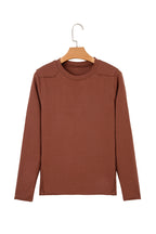 Chestnut Raw Seam Detail Solid Color Long Sleeve Top